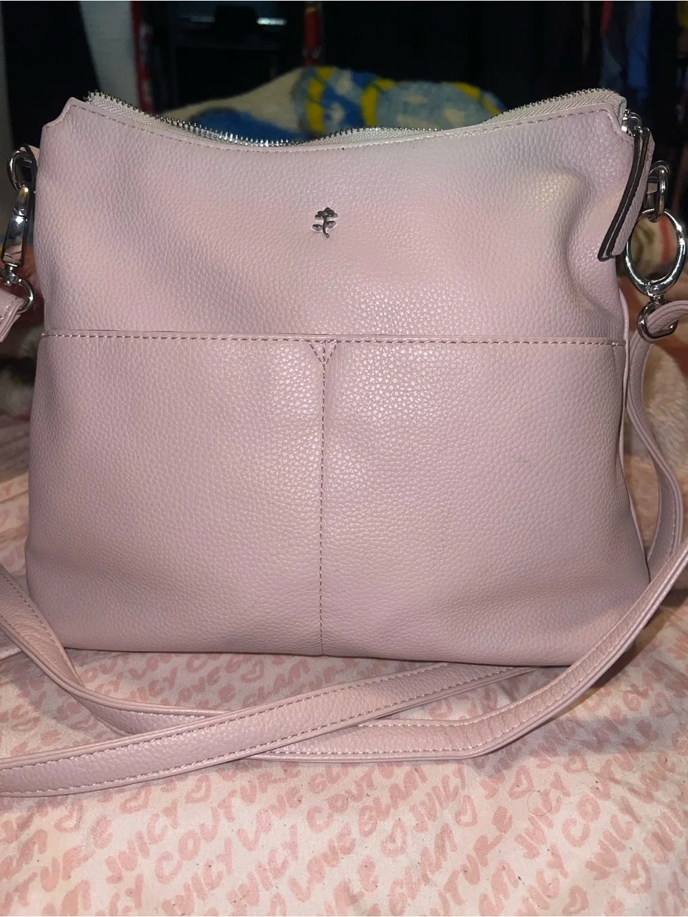 HTF Jenna Kator vegan leather crossbody bag in blush pink